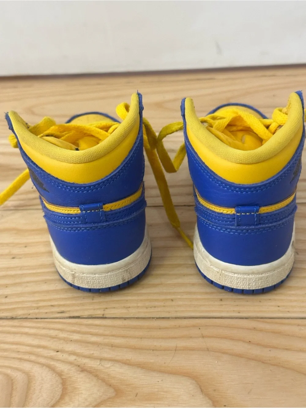 Nike Kids High-Top Sneakers in Bright Yellow and Royal Blue Air Jordans